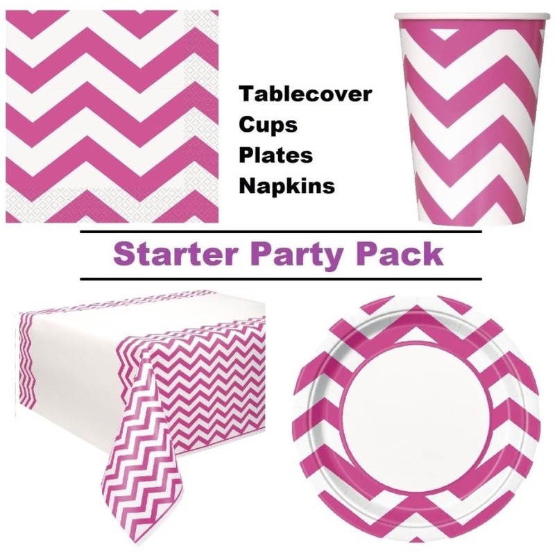 Pink Party Pack - Chevron Tableware