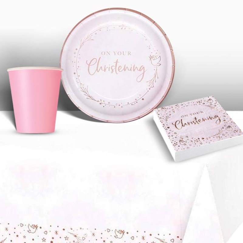Rose Gold Blush Christening Party Pack (Starter)