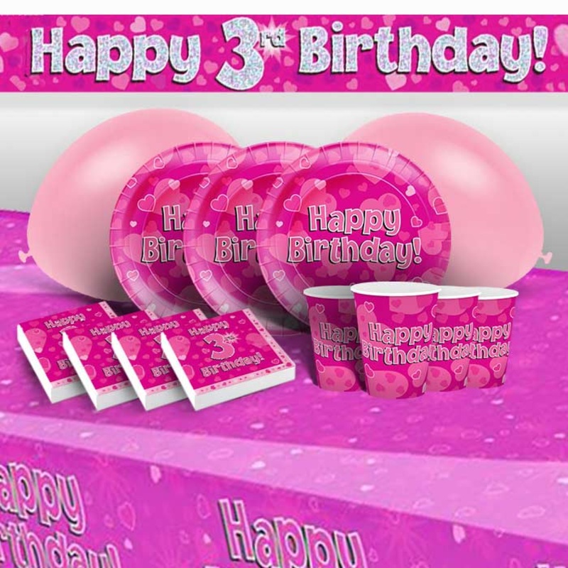Party Packs - 3rd Birthday Pink Heart