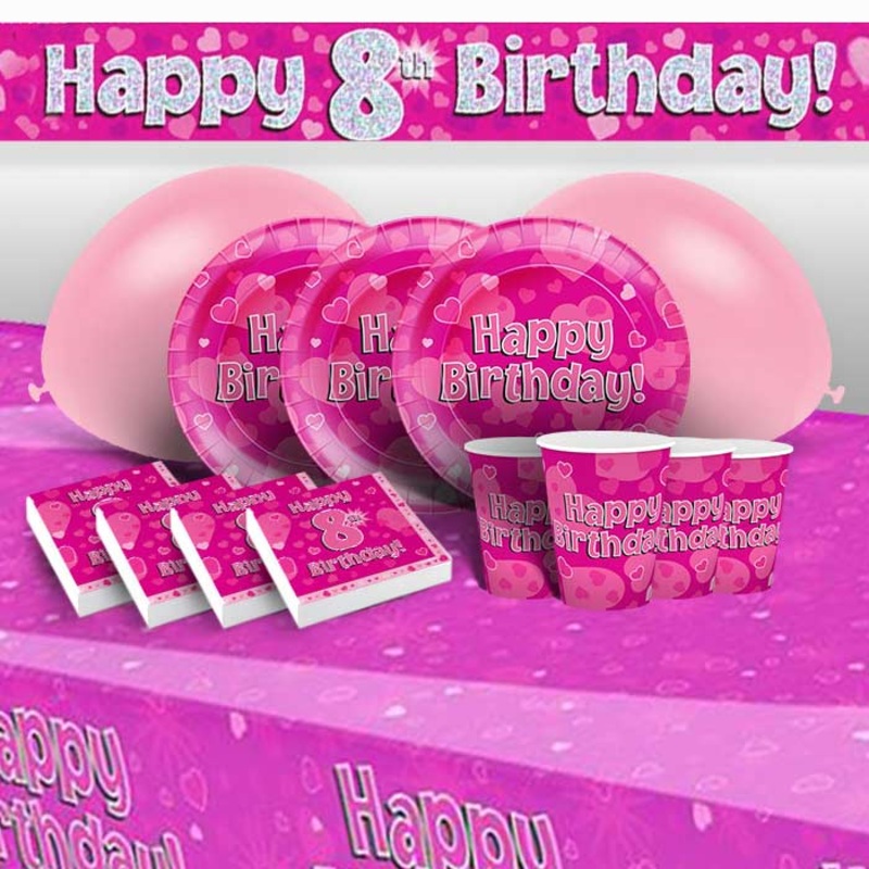 Party Packs - 8th Birthday Pink Heart