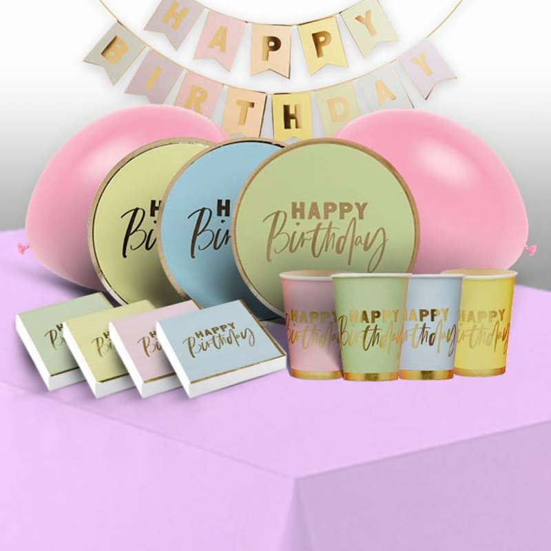 Pastel Birthday Party Pack with Decorations