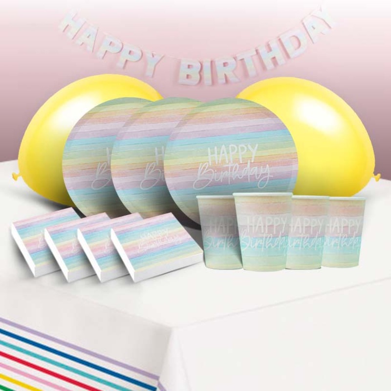 Pastel Rainbow Party Pack with Decorations