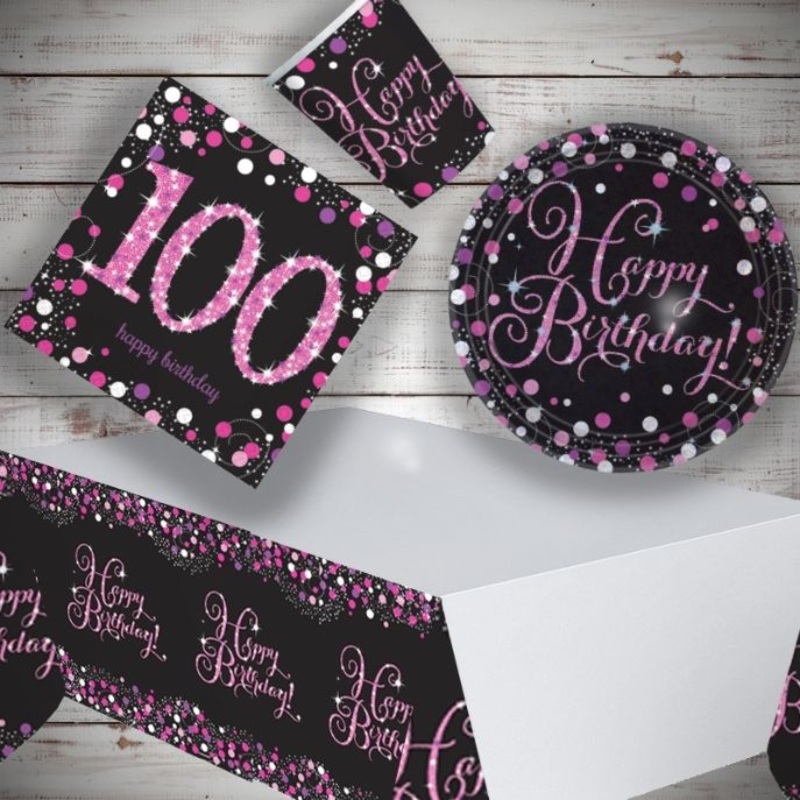 Pink & Black 100th Birthday Party Pack (Starter)