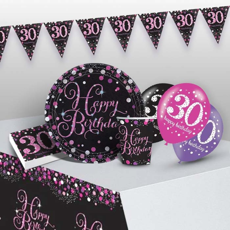 Pink & Black 30th Birthday Party Pack