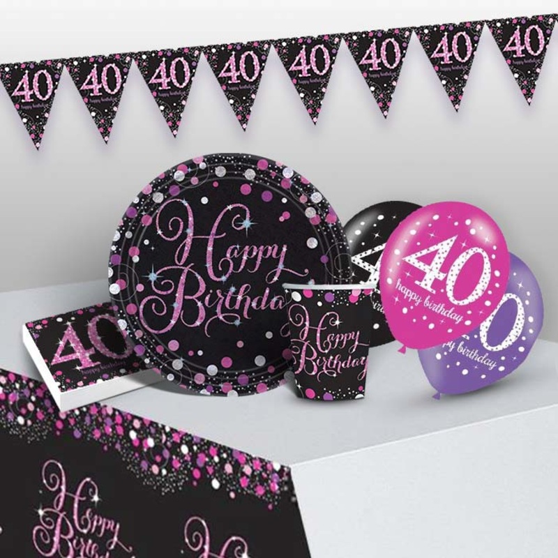Pink & Black 40th Birthday Party Pack