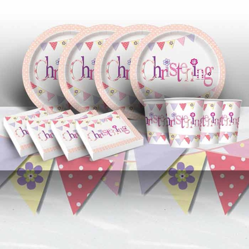 Pink Bunting Christening Party Pack (Starter)