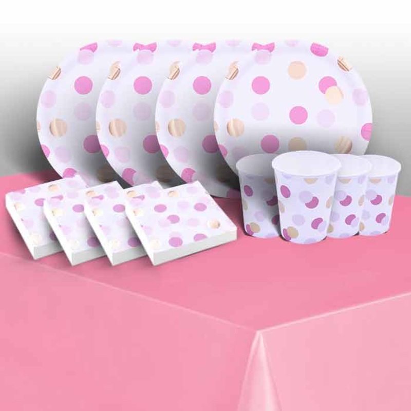 Pink & Gold Dot Tableware Pack