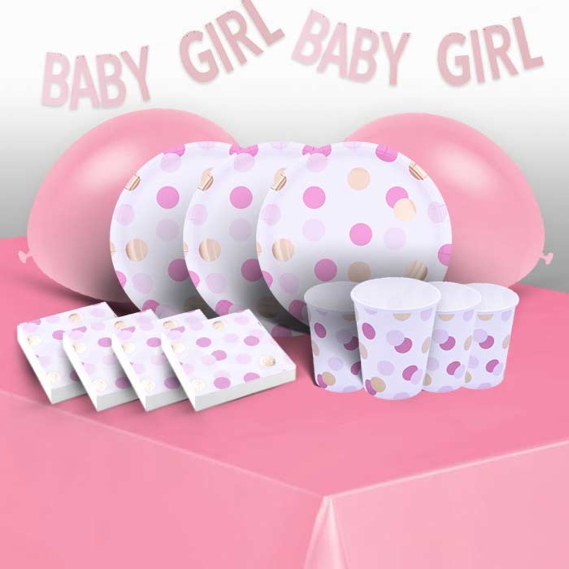 Pink & Gold Dots Baby Girl Party Pack