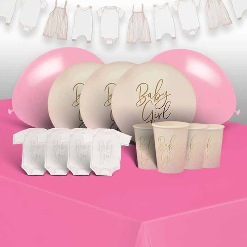 Pink Ombre Baby Girl Party Pack with Decorations