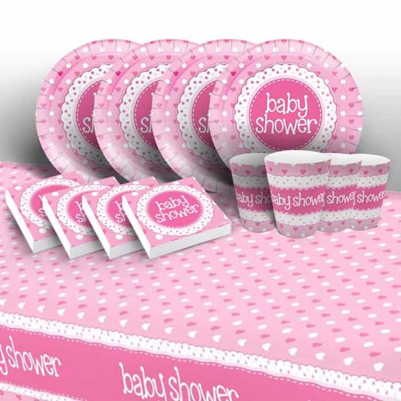 Pink Polka Dot Baby Shower Tableware Pack
