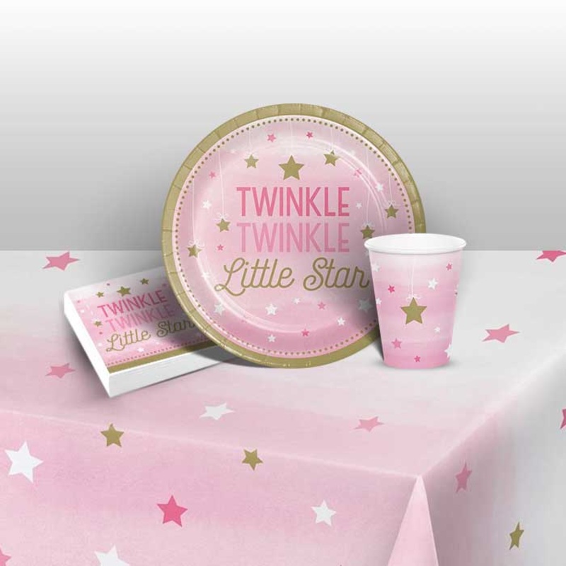 Pink Star Baby Shower Tableware Pack
