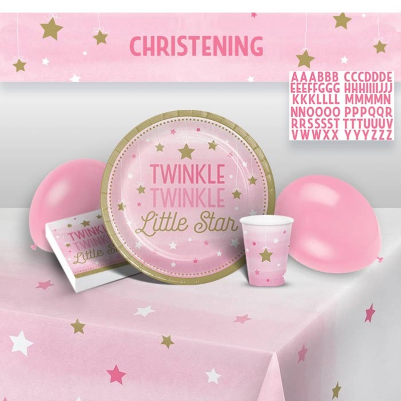 Pink Star Christening Party Pack (Premium)