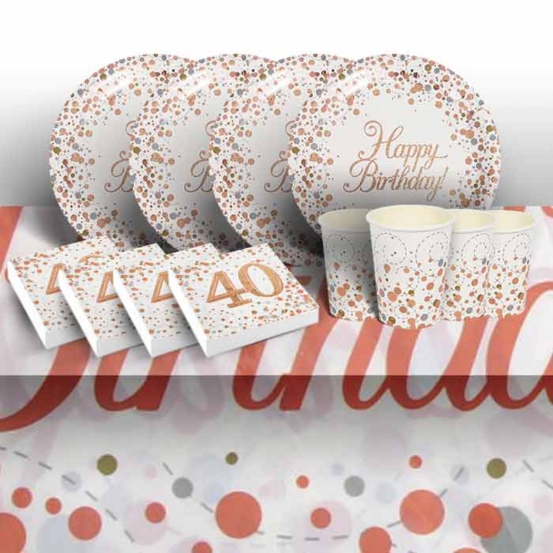 Rose Gold Fizz 40th Birthday Party Pack (Starter)