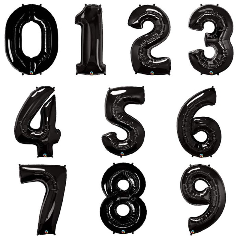 Black Number Balloons - Qualatex 34 inch