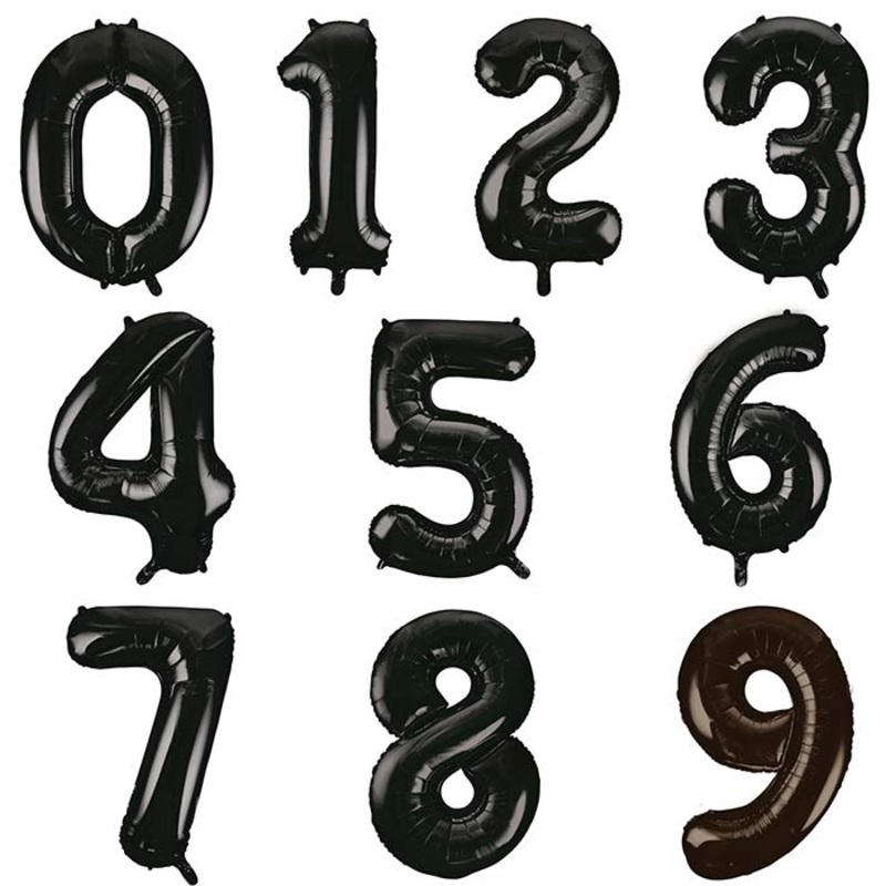 Black Number Balloons - Unique 34 inch