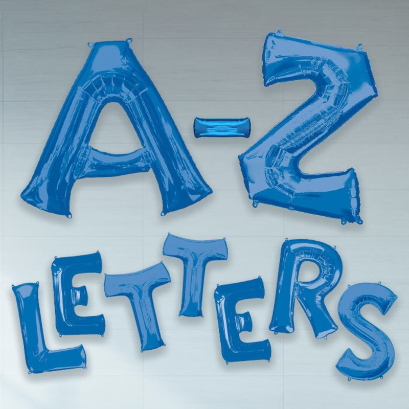 Blue 34" A-Z Letter Shaped Foil Helium Balloon - Buy Online