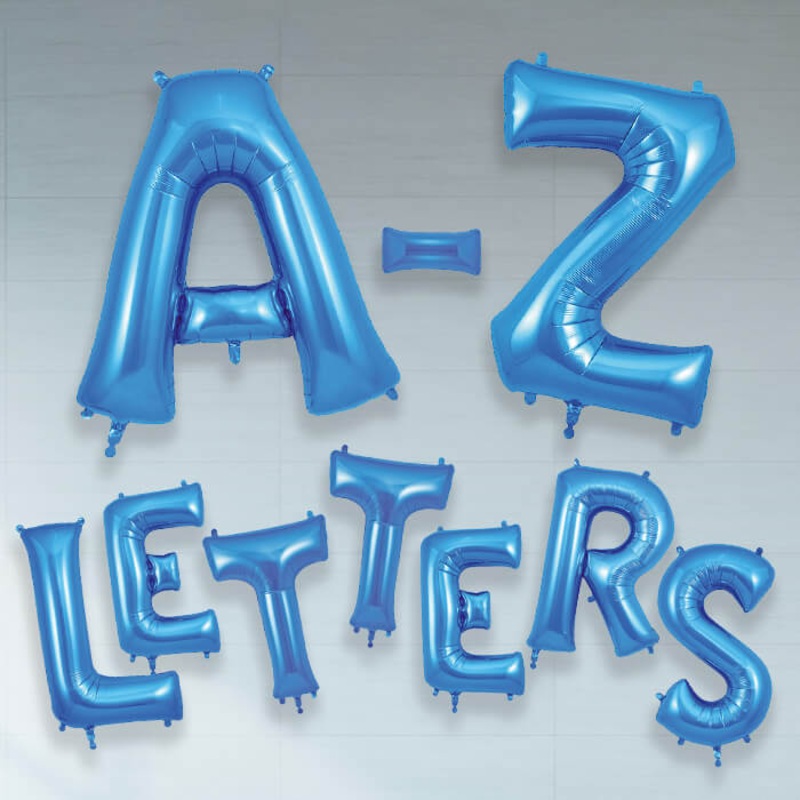 Blue Letter A-Z Balloons 34"