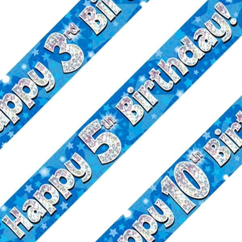 Blue Star Happy Birthday Age 1-16 Foil Banner - Choose your Age - Buy Online