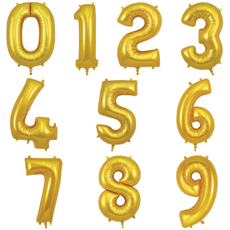 Gold Number Balloons 0-9