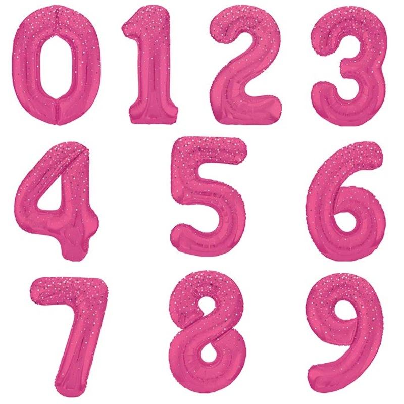Hot Pink Dots Number Balloons 0-9