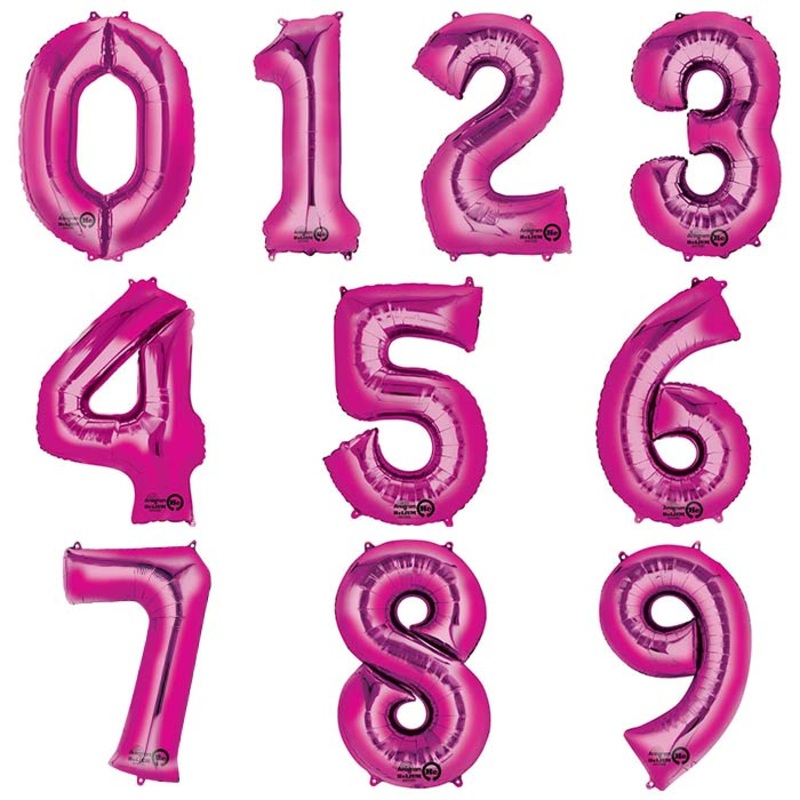 Hot Pink Number Balloons - Anagram 34 inch