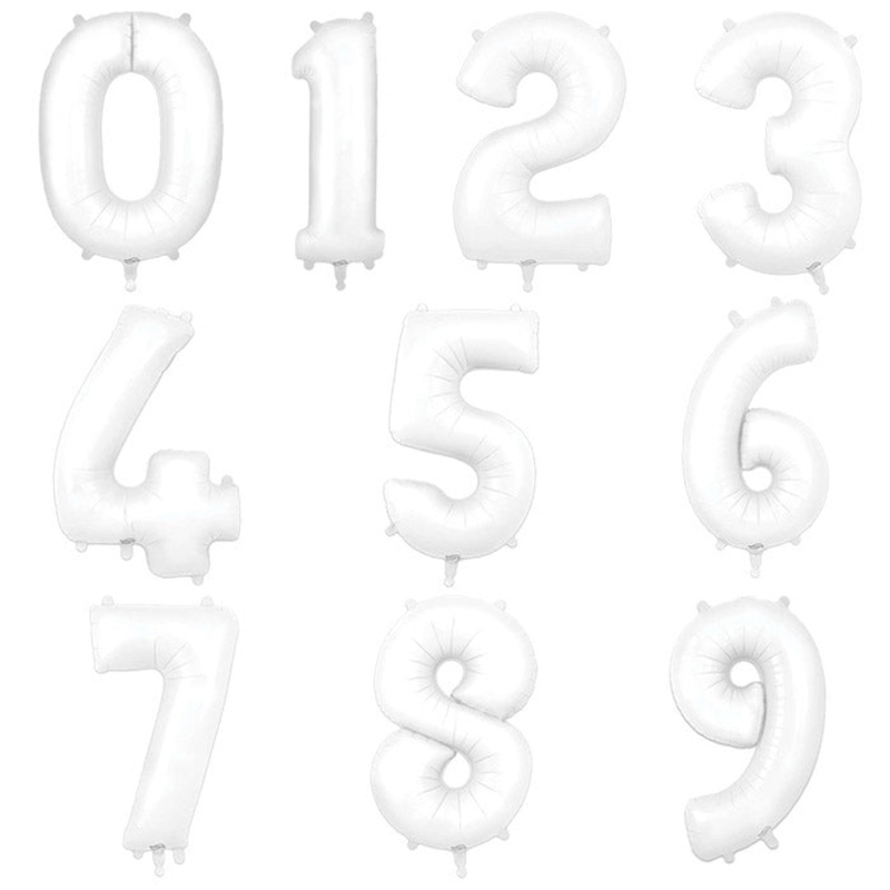 Matte White Number Balloons 0-9