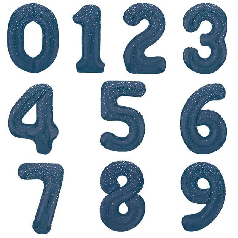 Navy Blue Dots Number Balloons 0-9