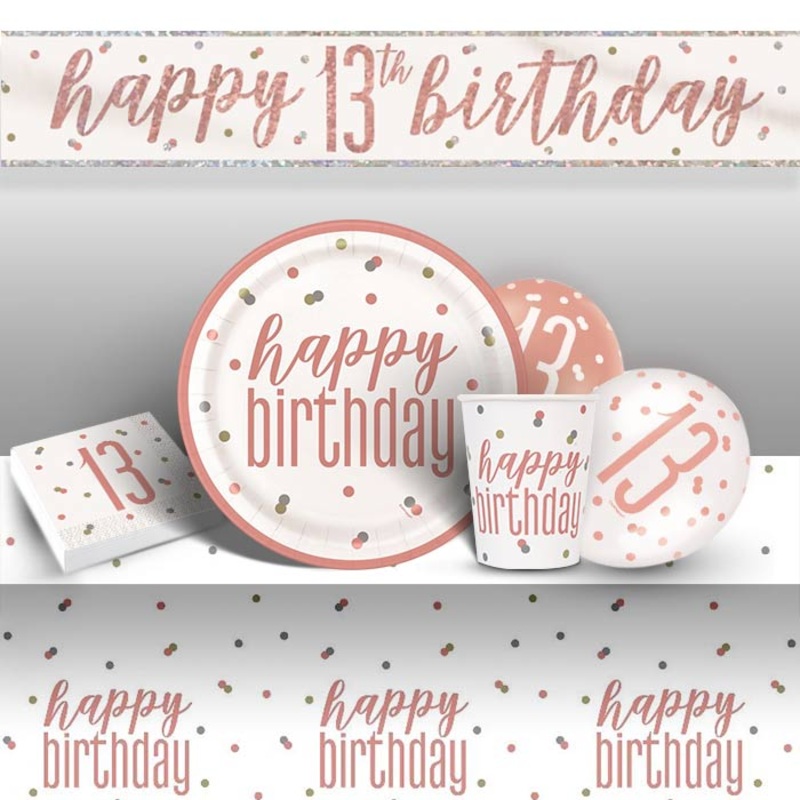 Rose Gold Glitz 13th Birthday Party Pack  Teen Banner Set
