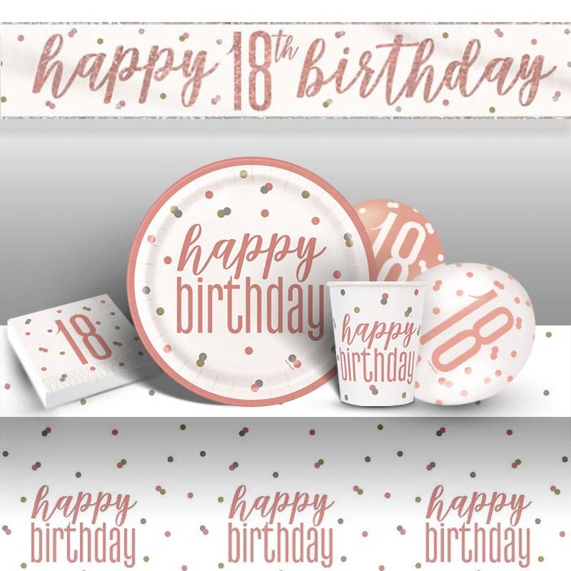 Rose Gold Glitz 18th Birthday Party Pack (Premium)