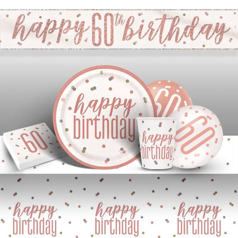 Rose Gold Glitz 60th Birthday Party Pack (Premium)