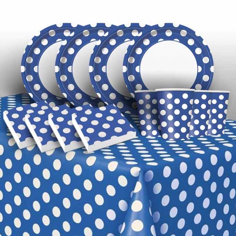 Royal Blue & White Polka Dots Party Pack (Starter)
