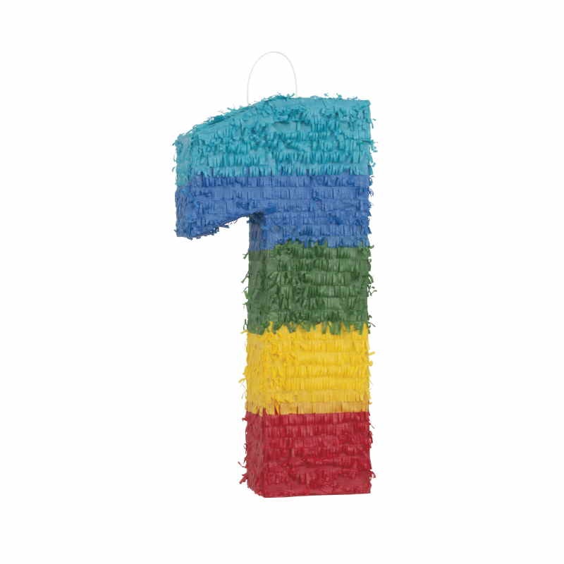 Number 1 Pinata Colourful Stripes