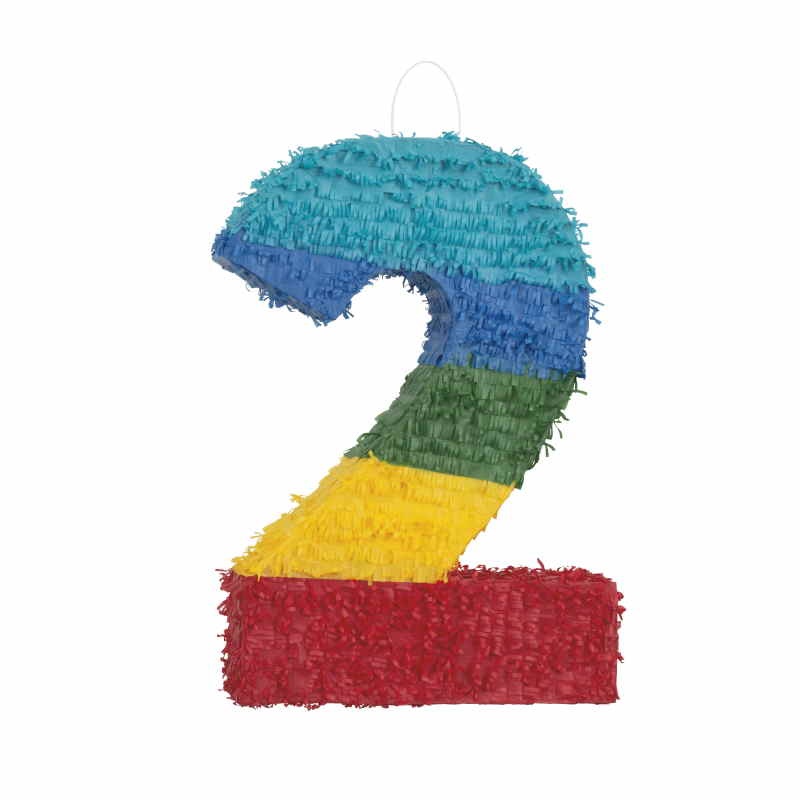 Number 2 Pinata Colourful Stripes
