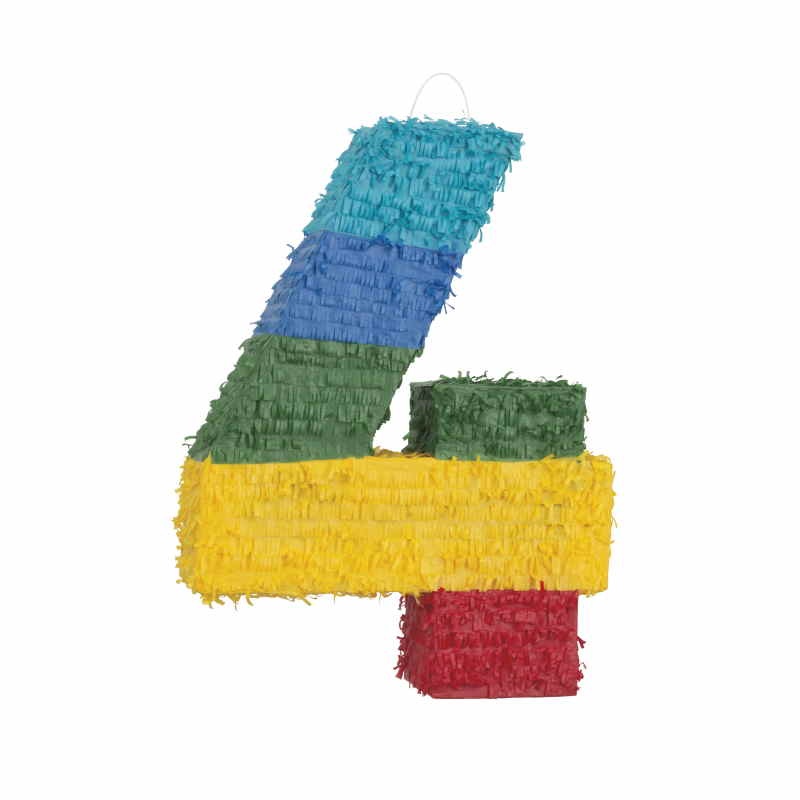 Number 4 Pinata Colourful Stripes