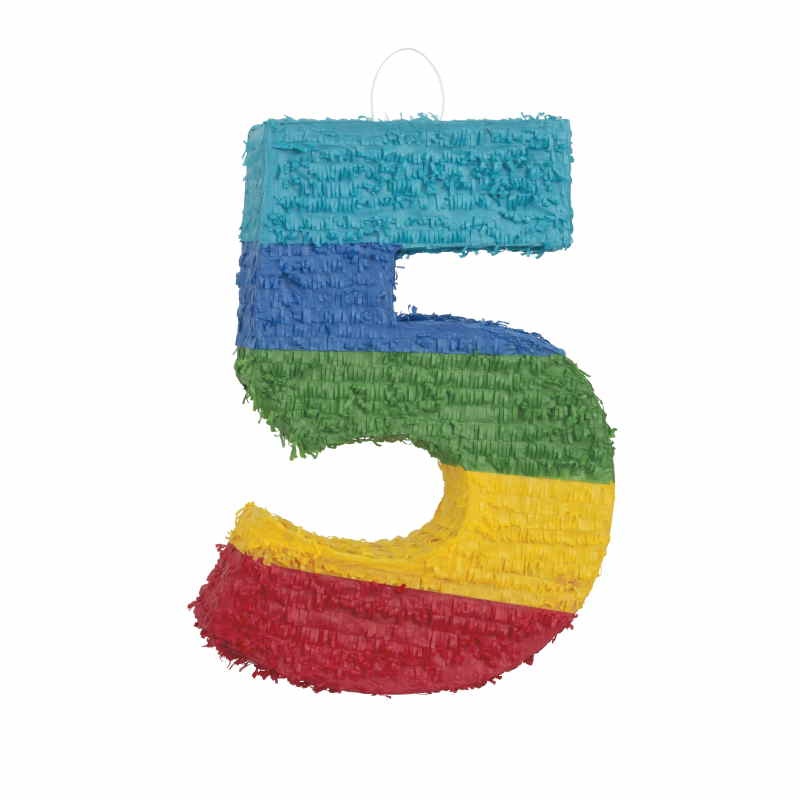 Number 5 Pinata Colourful Stripes