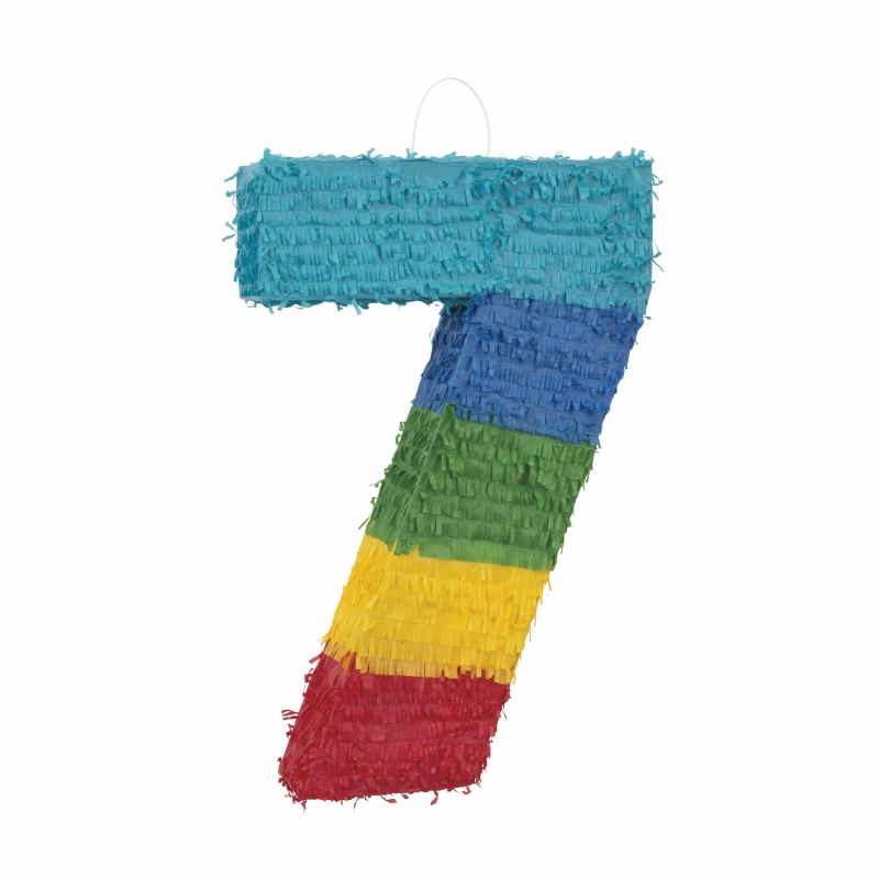 Number 7 Pinata Colourful Stripes