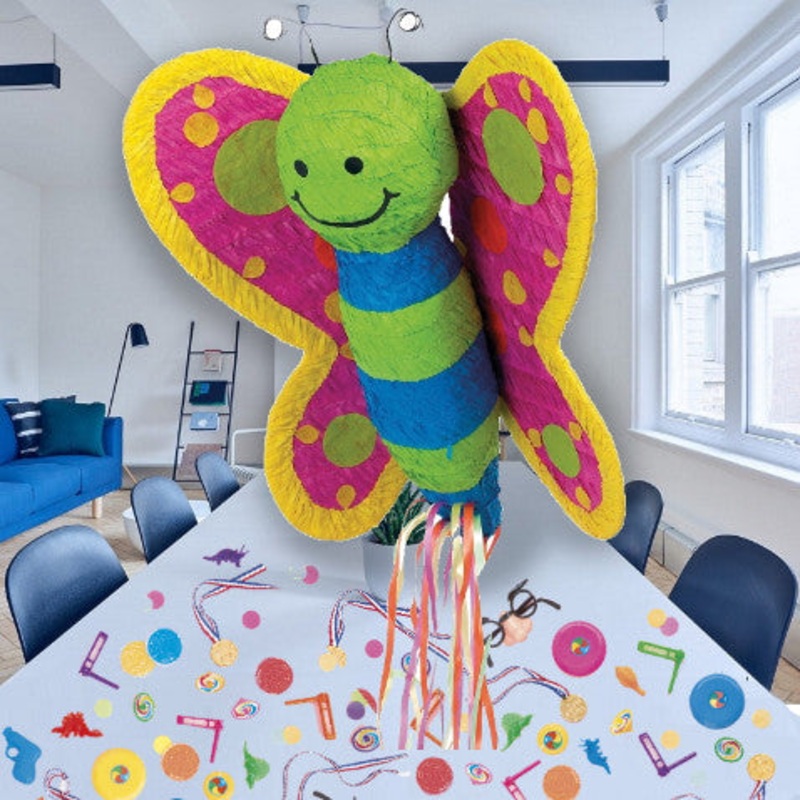 Butterfly Pull Pinata Party Kit with Favours and Confetti