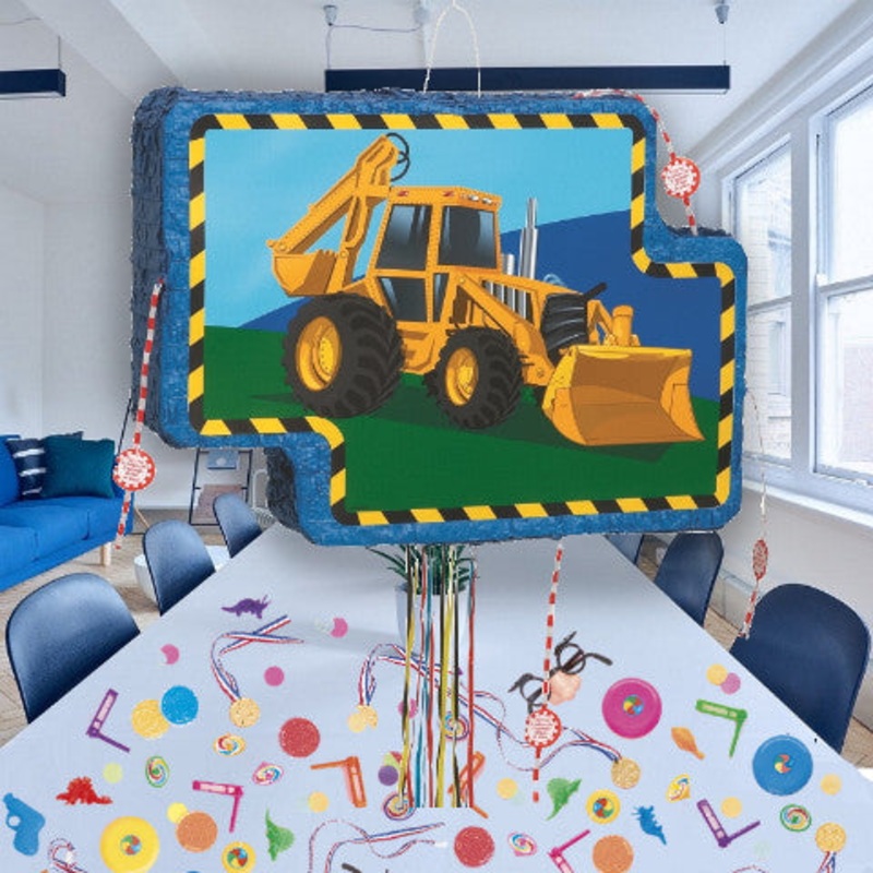 Construction Pull Pinata Party Kit with Favours and Confetti - Buy Online