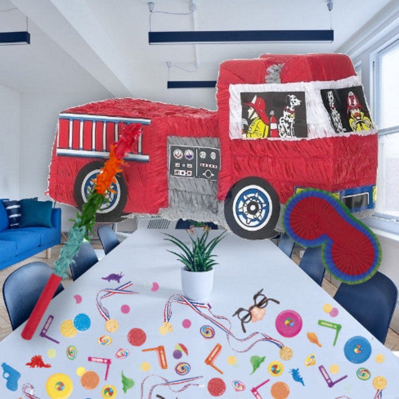 Fire Engine Pinata Party Kit with Favours and Confetti - Buy Online