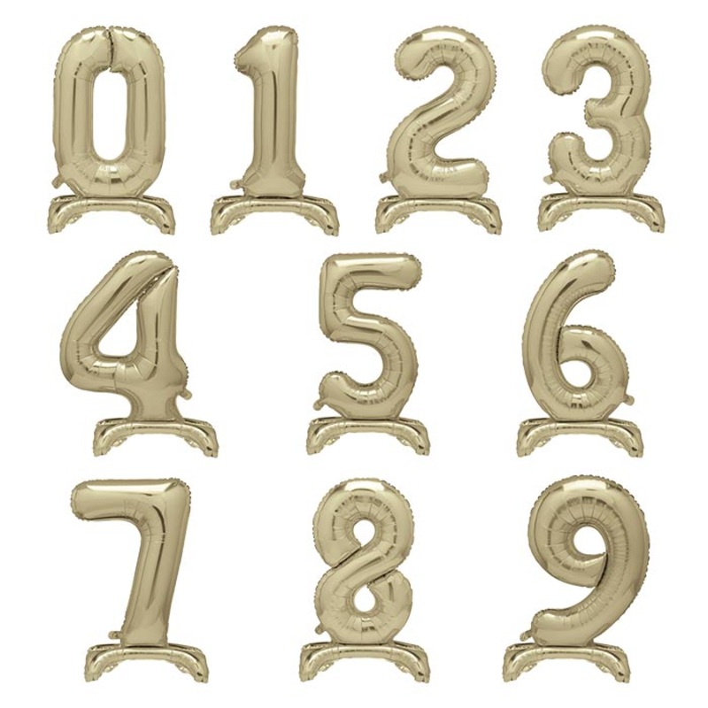 Gold Standing Balloon Air Filled Numbers 0-9