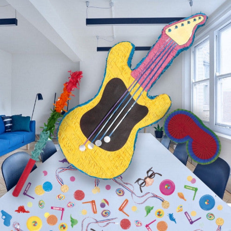 Guitar Pinata Party Kit with Favours and Confetti - Buy Online