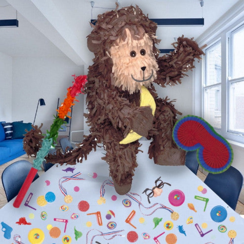 Monkey Pinata Party Kit with Favours and Confetti - Buy Online
