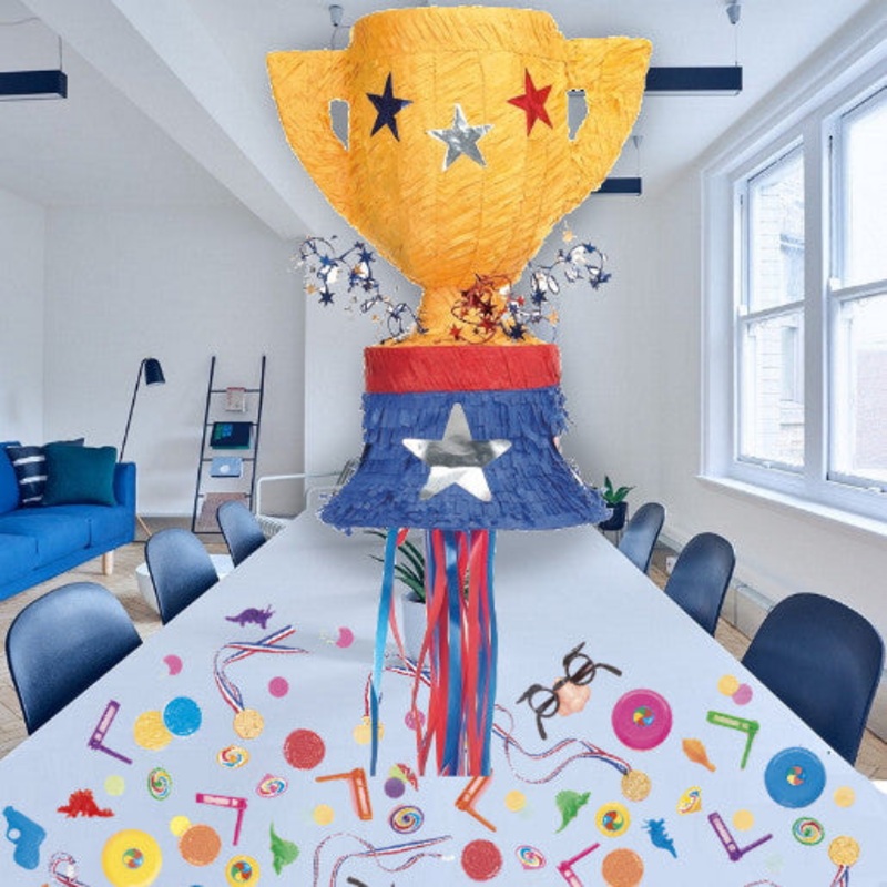 Trophy Pull Pinata Party Kit with Favours and Confetti