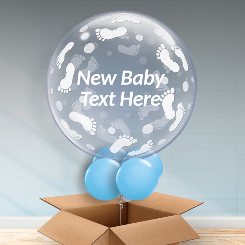 Personalisable Footprints Baby Shower Balloon - Blue