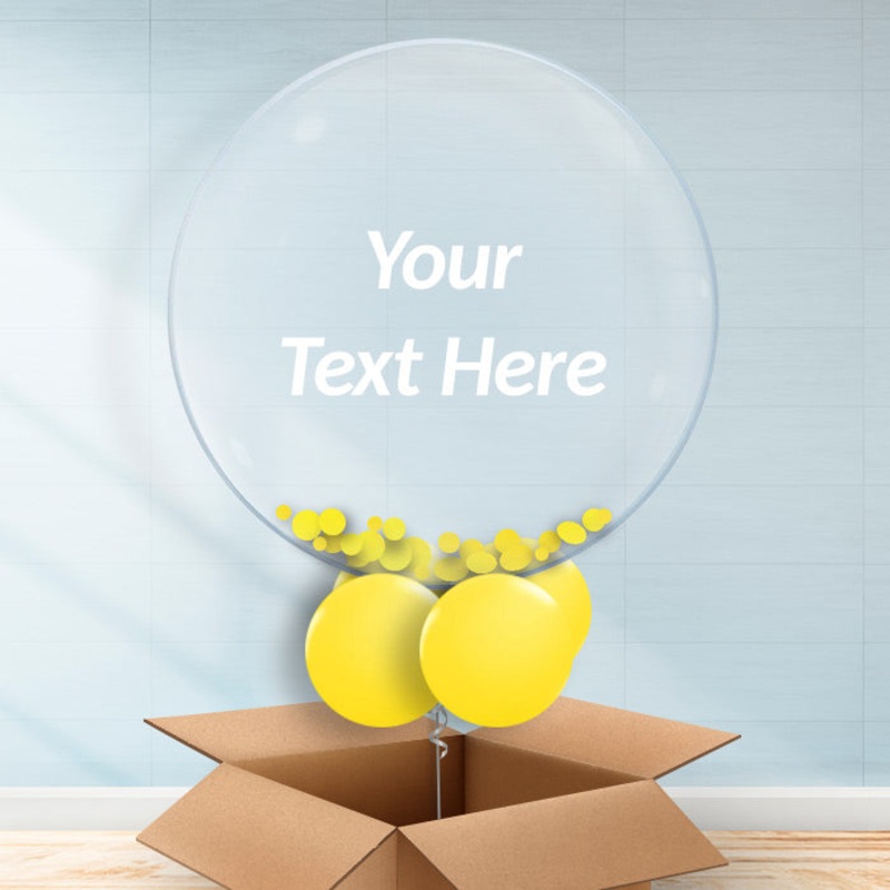 Personalisable Yellow Confetti Balloons in a Box
