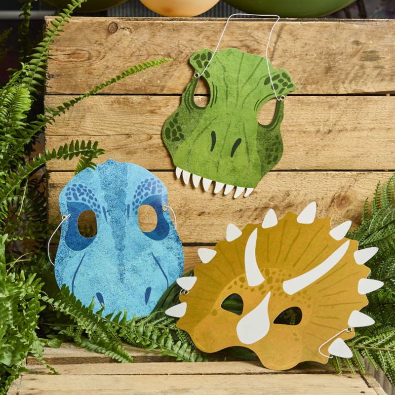 Dinosaur Party Face Masks - Pack of 6