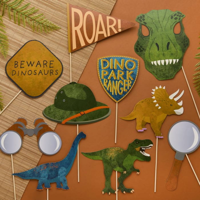 Dinosaur Party Photo Props - Pack of 10