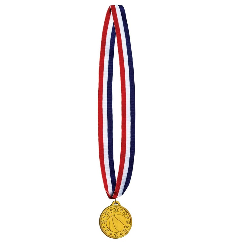 12 Pack Beistle Basketball Medal with Ribbon