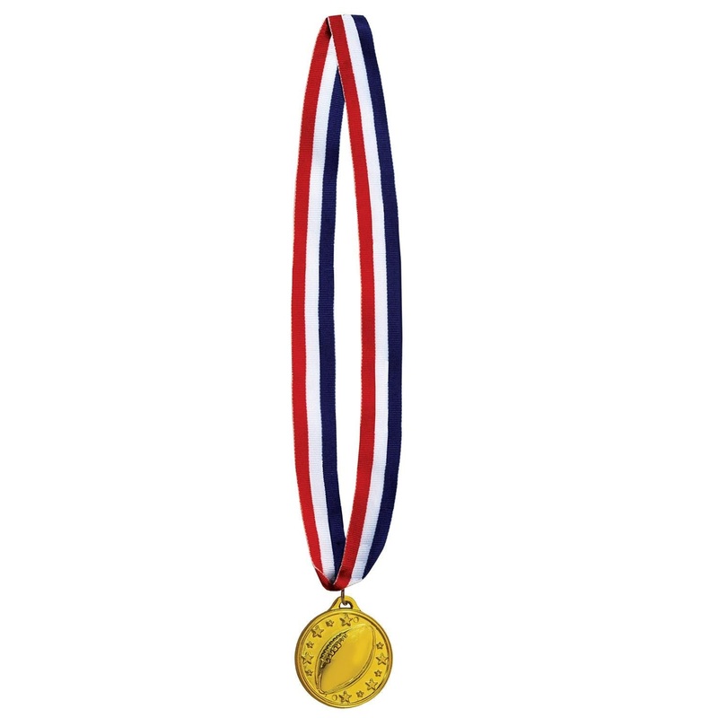 12 Pack Beistle Football Medal with Ribbon