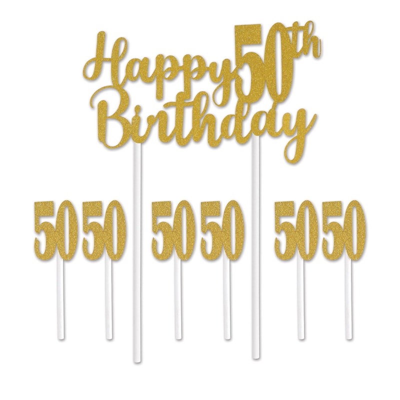 12 Pack Beistle Happy 50th Birthday Party Cake Topper